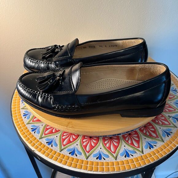 Vintage Cole Haan Red Tag Black Leather 3506 Size 9.5E Mens Dress Tassel Loafers - Picture 9 of 11